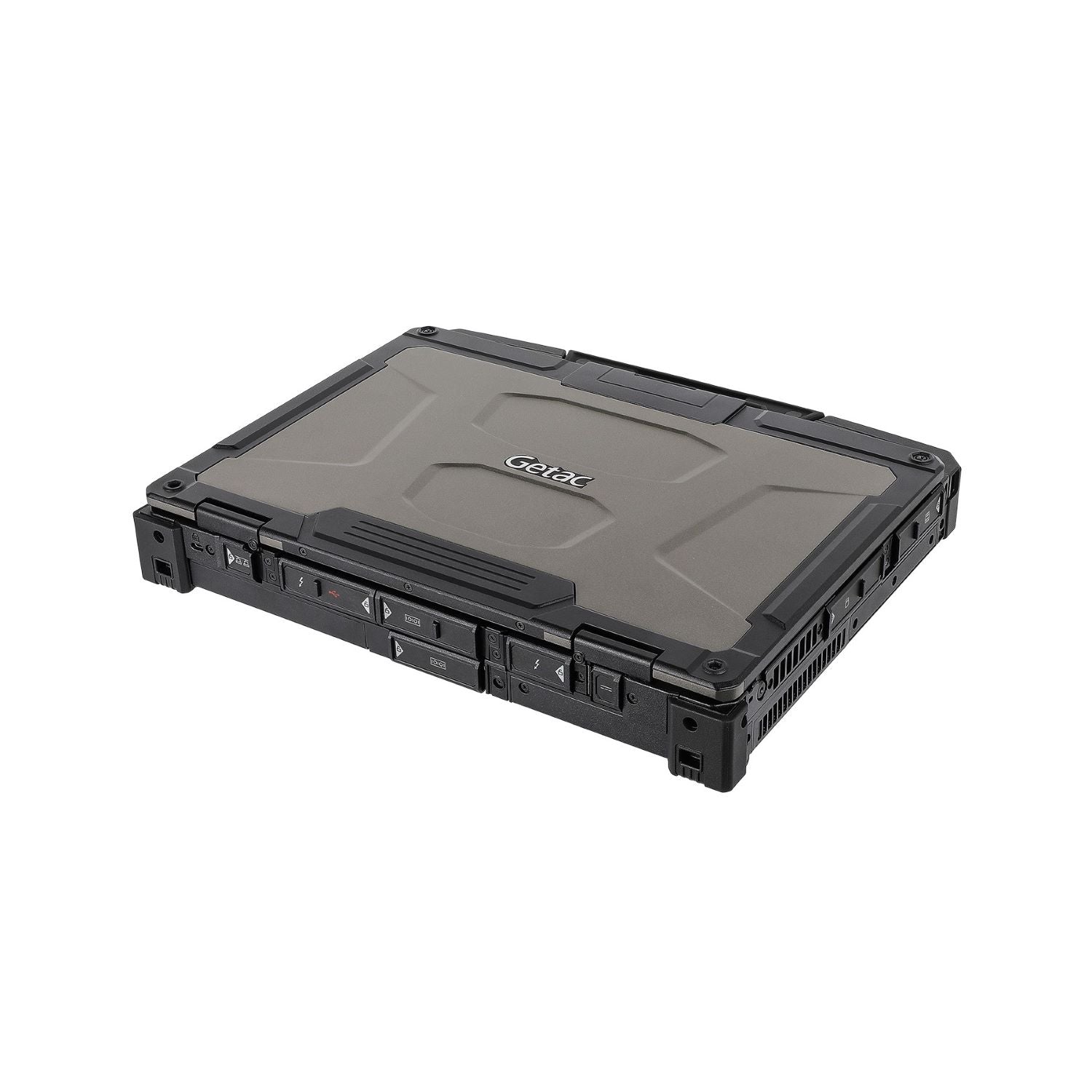 Robustes Notebook Getac B360 G3 Pro, zugeklappt, von hinten