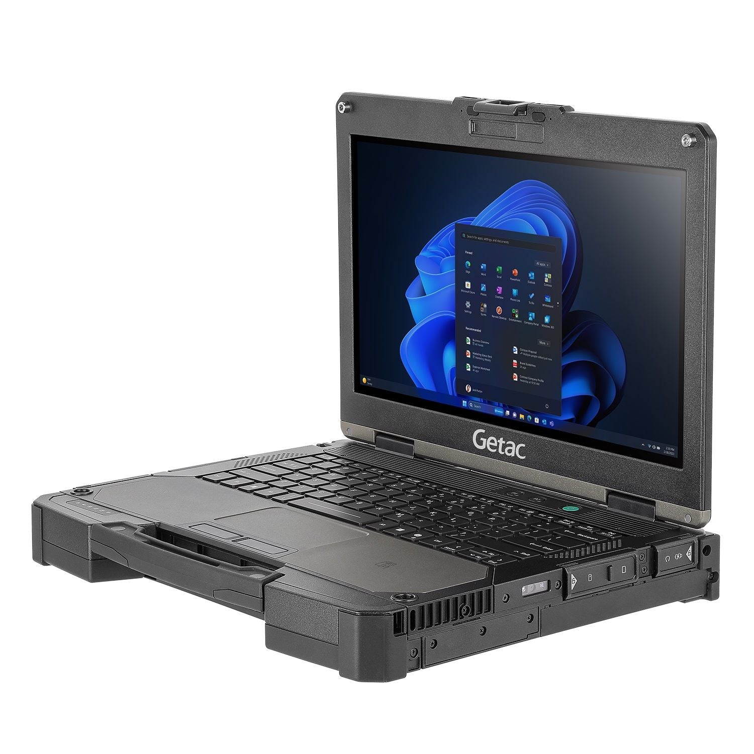 Robustes Notebook Getac B360 G3 Pro, leicht nach links gedreht, mit Windows 11
